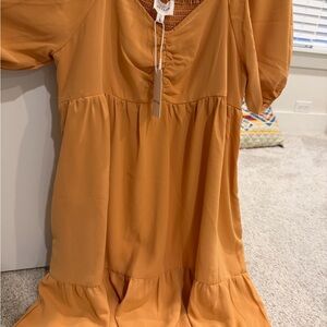 Elegant Orange Midi Dress